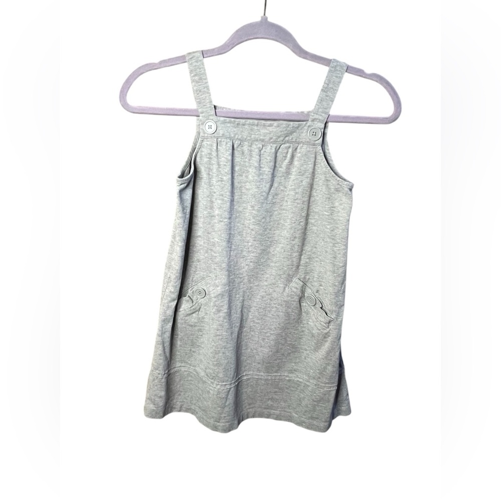 Hanna Andersson girls 120 6/7  gray sleeveless pocket jumper dress